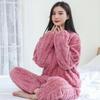 Warm Velvet Ribbed Fleece Pajama Set 2 Piece Women Autumn Pullover And Pants Casual Thicken Lounge Wear