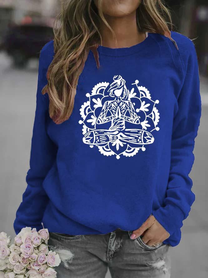 Women's Floral Print Round Neck Hoodie