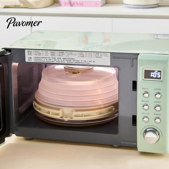 Reusable Microwave Plate Cover Collapsible Splatter Cover, with Foldable Heat Resistant Handle, Easy Clean Screen Oven Safe Plastic Lid, for