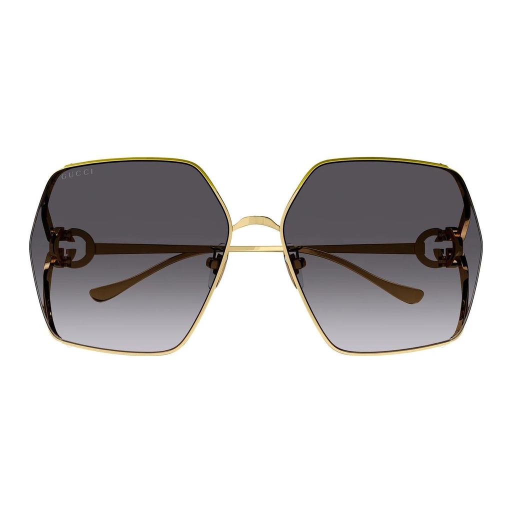 Gucci Logo Shaped Metal Irregular Sunglasses Women sunglasses Gold GG1322SA001