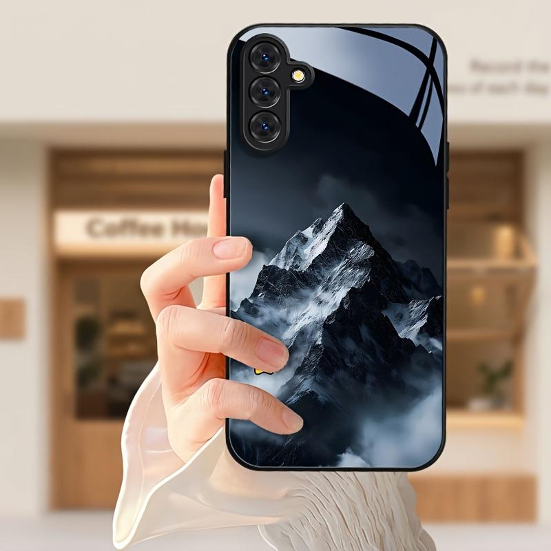 Realistic snow-capped mountain electroplated glass phone case for Samsung Galaxy S26 S25 S24 S23 S22 S20FE Ultra Plus drop Cover