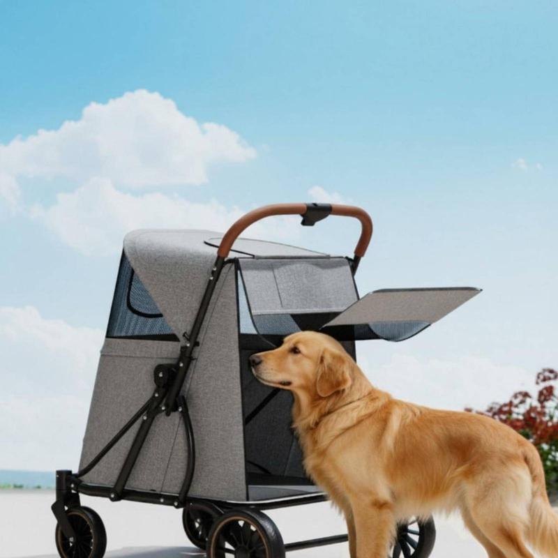 Large Dog Stroller Swivel Wheels Foldable Pet Stroller Pet Travel Enclosed for Other Pets, Outdoor Walking, Transport