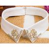 Colletto Chiffon Rimovibile con Decorazioni di Strass Mezzo Colletto per Uniformi e Spilla Decorazione per Abiti