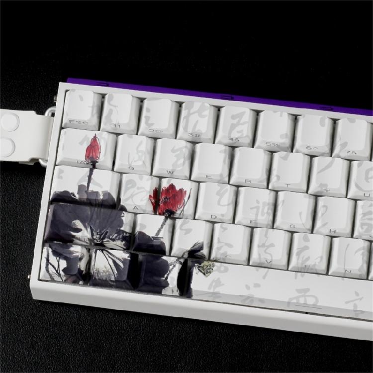 Professional PBT Keycaps MXes 60/68Keys Dyes Sublimated Plums Flower Pattern Ergonomic OEM Profile Computer Access
