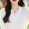 Women's Wool Sweater Qinghe Cashmere 50% Silk 50% Wool Autumn and Winter Wool Cardigan Soft and Warm