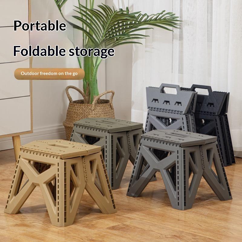 Portable Collapsible Plastic Stool Lightweight Space-Saving Small Chair for Outdoor Camping Fishing Travel Home Use
