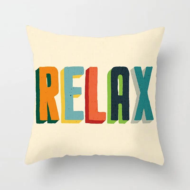 Gray White Black Letter Home Decoration Pillowcase Square  Party Sofa  Office  Cushion Cover