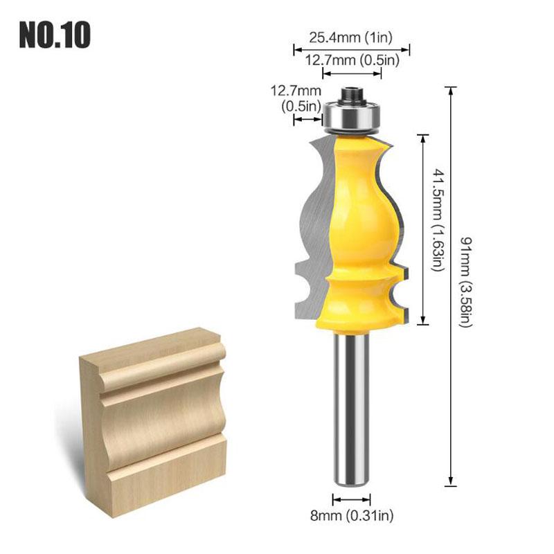 Architectural Molding Handrail Router Bit Casing Base CNC Line Woodworking Cutters Face Mill 8mm Shank