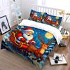 Santa and Reindeer Christmas Scene Bedding Duvet Cover Set Duvet Cover Pillowcases  (1*Duvet Cover 2*Pillowcases, Without Duvet Insert)