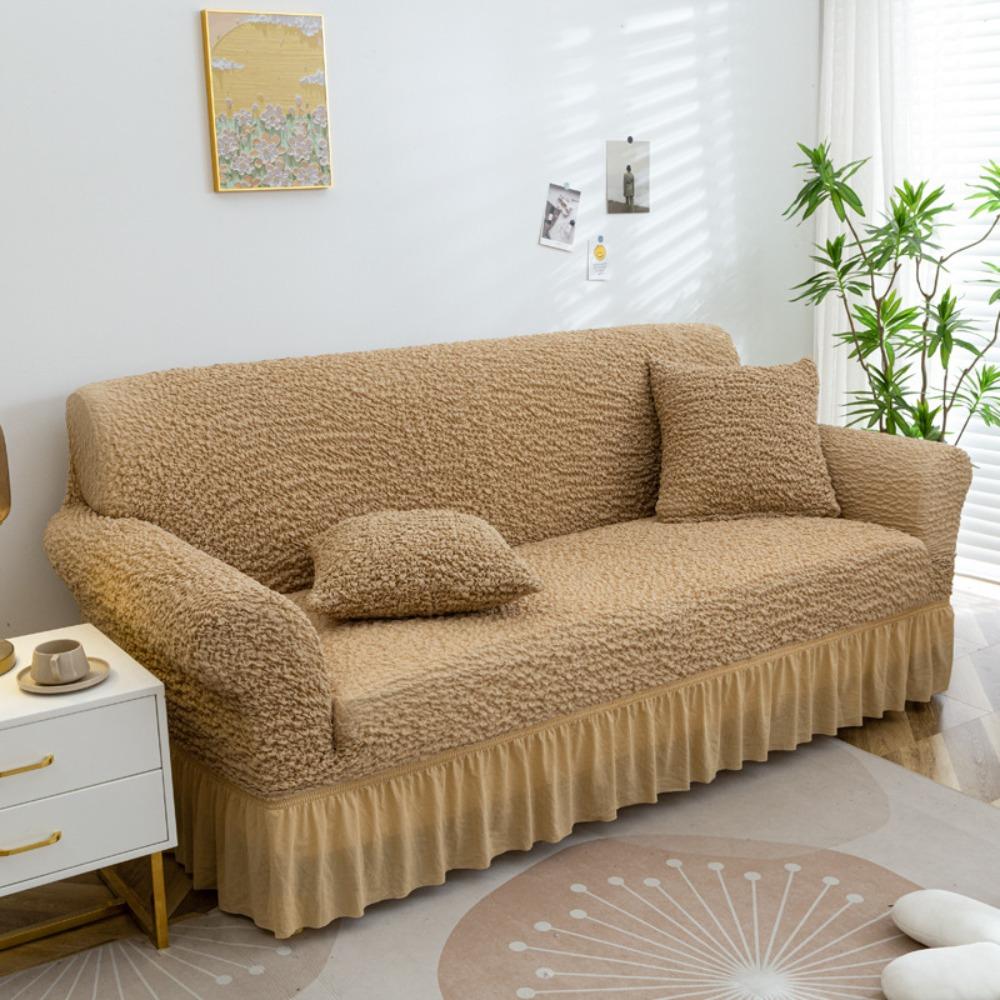 

Скандинавский кремовый облачный чехол на диван из марли с пузырьками, эластичный, полный чехол, кружевной чехол на диван Single S 90-140CM