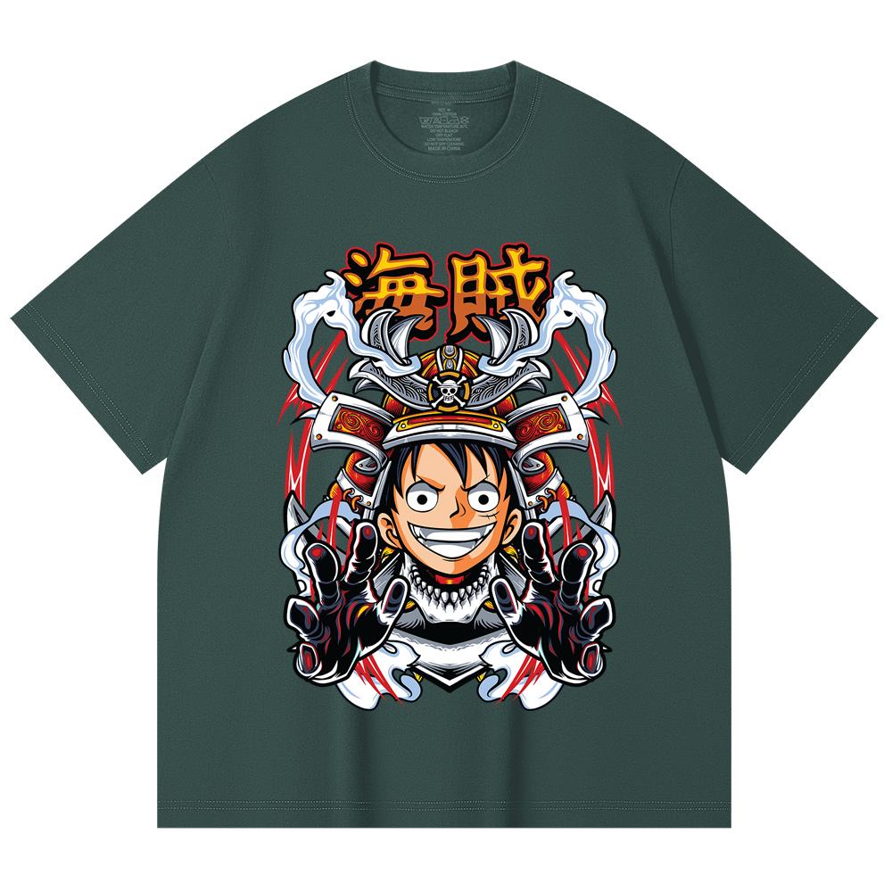 230 Gsm 100% Cotton One Piece V70 Luffy Samurai Print Unisex Heavy Cotton T Shirt