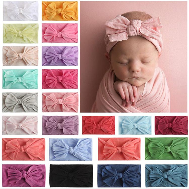 Nuovissimi Accessori Cerchietto per Bambino Morbido Confortevole Cerchietto con Fiocco in Nylon Dolci Cerchietti per Bambino
