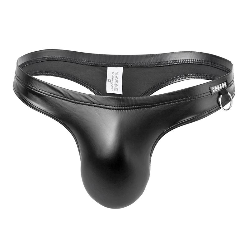 1Pc Faux Leather Thong Underpants Hot Men's Underwear Sexy Panties Nylon Briefs