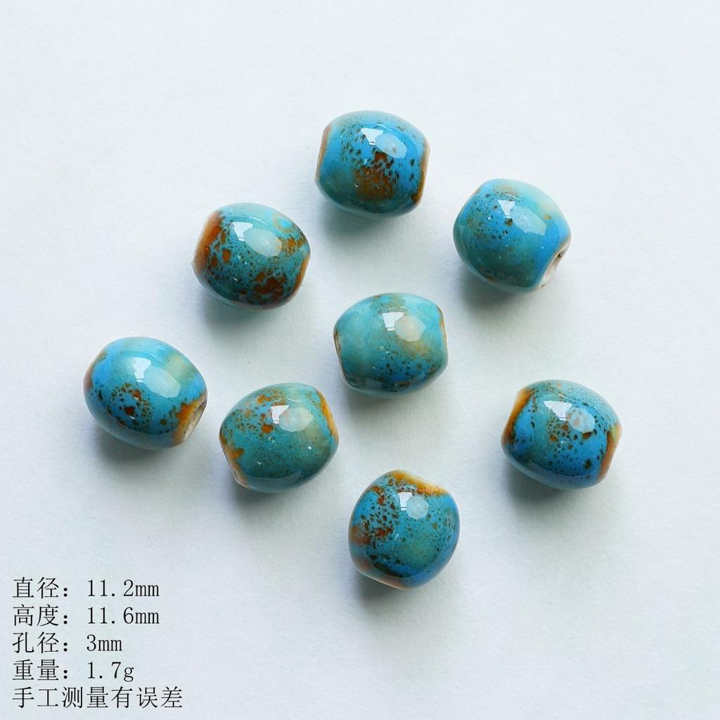 Flower glaze blue ceramic beads loose beads handmade DIY necklace accessories material beads