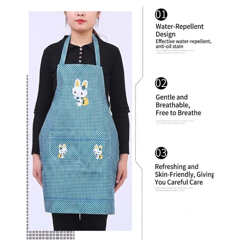 Cute Little Rabbit Print Apron With Waterproof Fabric And Front Pocket Perfect For Home Kitchen Cooking Baking
