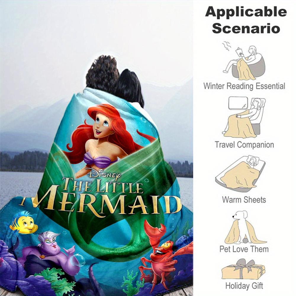 1pc, The Little Mermaid Happy Ariel Blanket Seasonal Gift for Friends, Living Room, Travel, Camping, Car Blankets