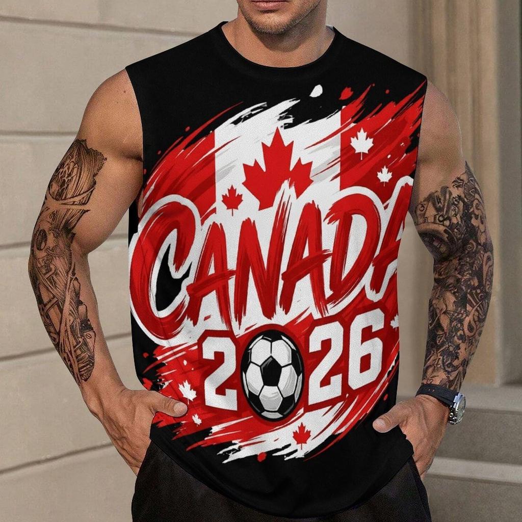 Men's Loose Fit Sleeveless Tank Top Soccer Themed Graphic Print Casual Sportswear Summer Shirt for Outdoor Activities