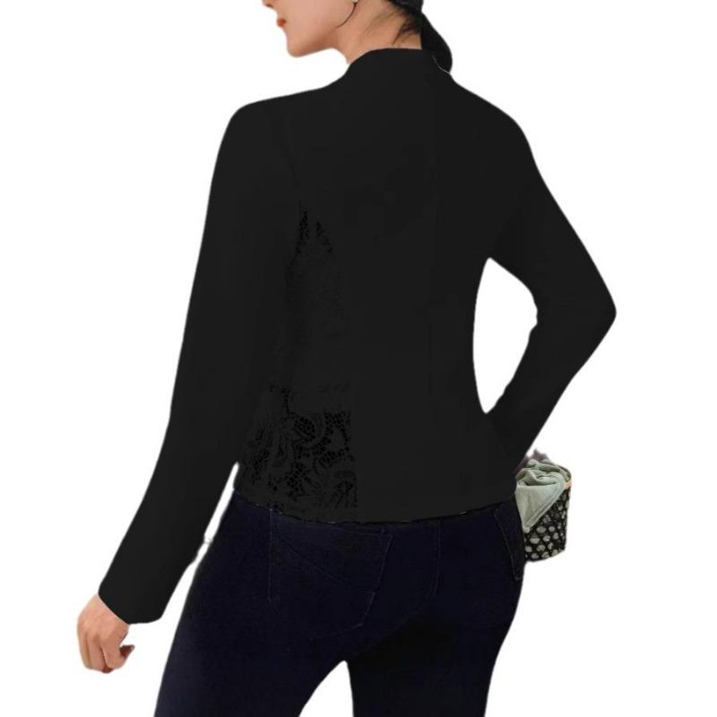 Women S Elegant Lace Splicing Slim Fit Long Sleeve Blazer Cardigan