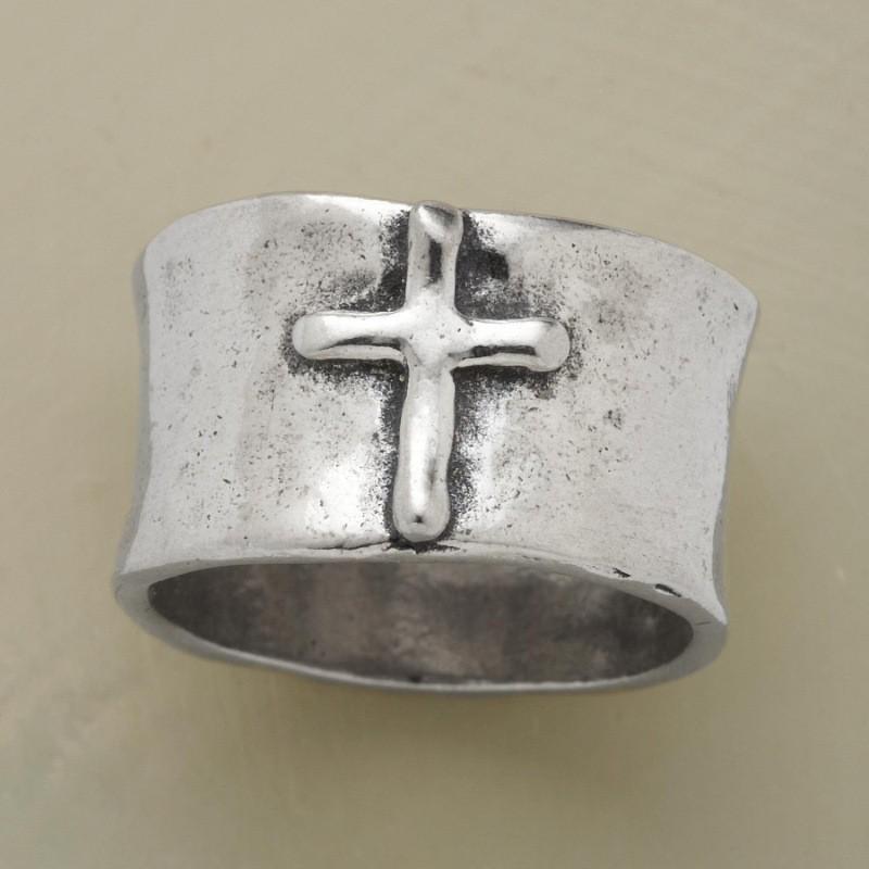 

2025 Trendy Unisex Silver Retro Cross Band Ring Size 9