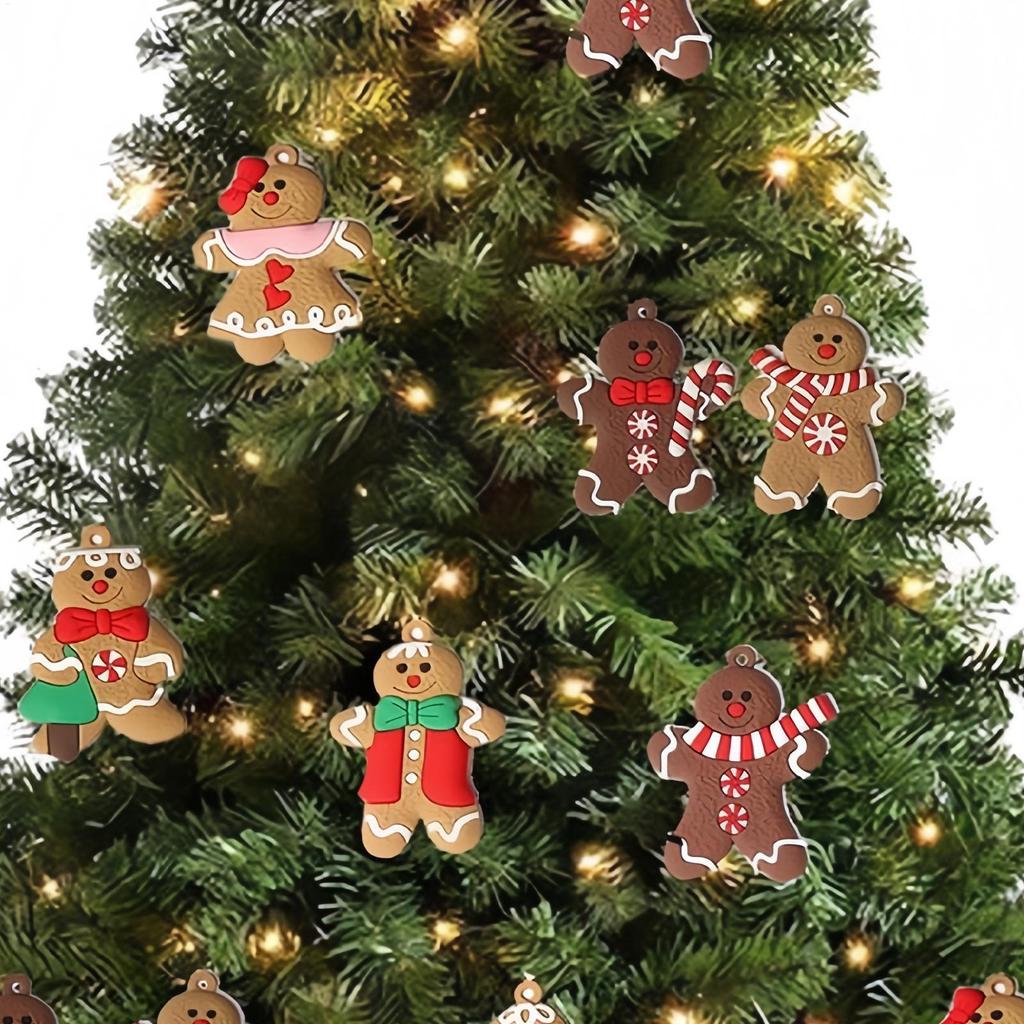 Gingerbread Ornaments 12 Pieces Holiday Pendant Christmas Tree Decorations For Home Dinner Restaurant Cafe Church Event Shopping