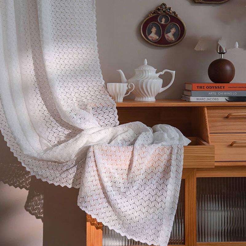 Jingga White Lace Rod Pocket Curtain