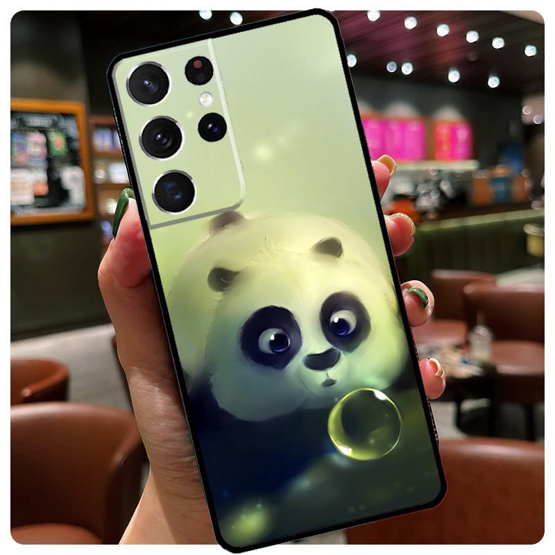 Cute Cartoon Panda Phone Case For Samsung Galaxy S25 Ultra S20 S21 S22 S23 S24 Ultra S9 S10 Plus S25 FE Cover