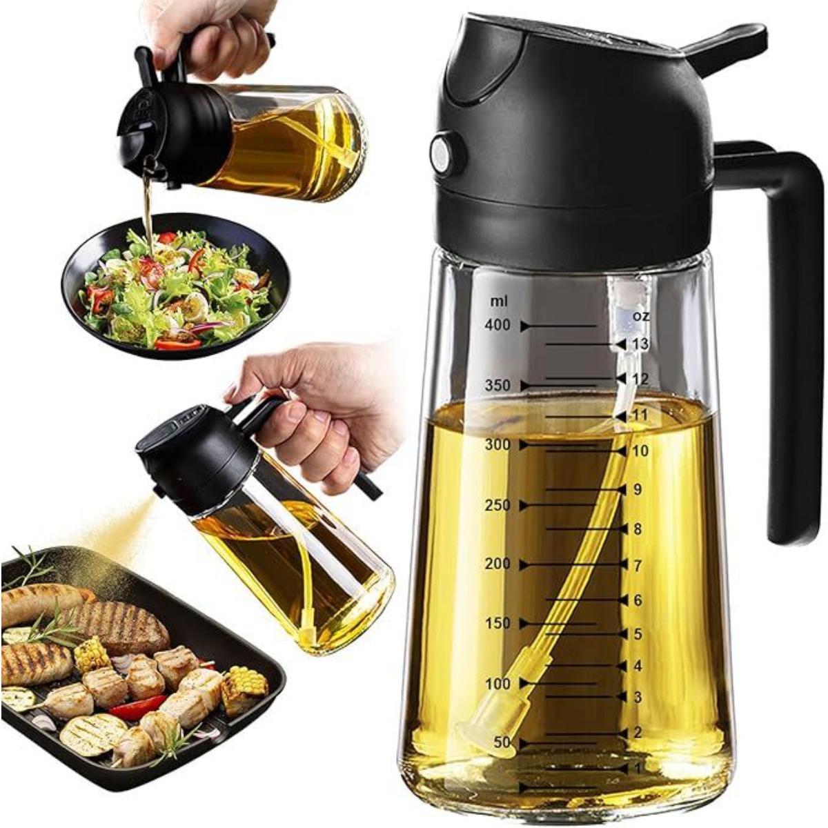 

Scale Oil Spray Pot, Dual-purpose Spray and Pour, 2-in-1 Printable Soy Sauce and Vinegar Bottle, Kitchen Oil Spray and Packaging Pot black&white