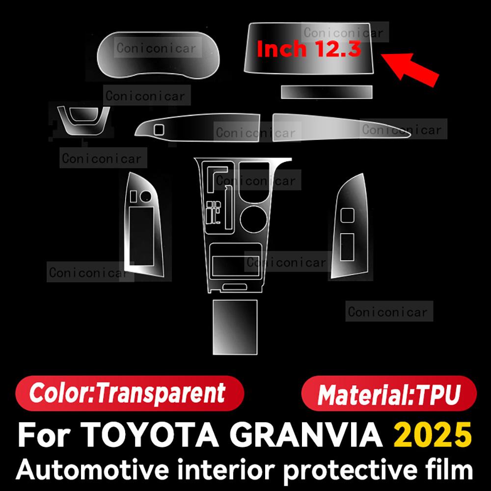 

For TOYOTA GRANVIA 2025 Car Interior Protection Anti-Scratch TPU Film trument Center Control Navigation Accessories Right rudder