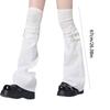 Harajuku Aesthetic Solid Color Leg Warmer Long Socks for Women Punk Buckled Strap Fastener Flared Leg Sleeves Streetwear