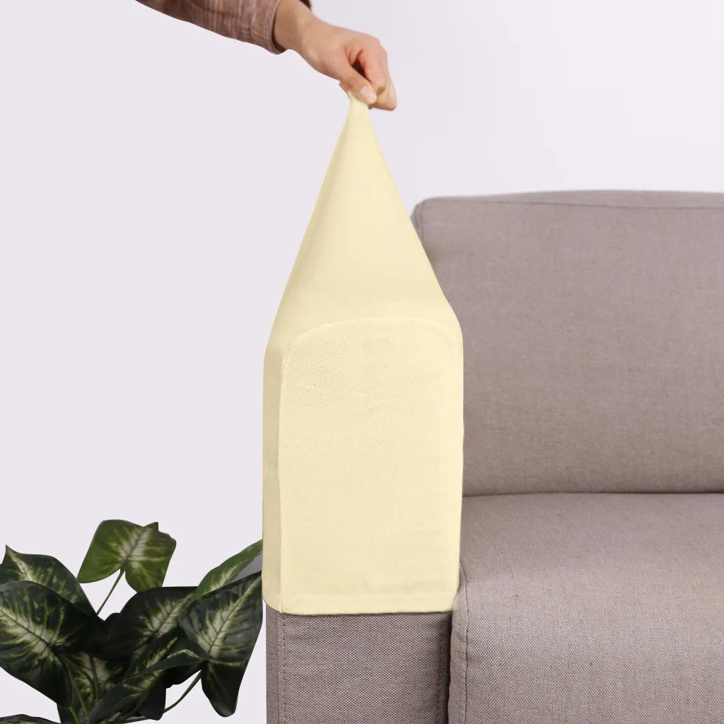 2PCS/Set Removable Armrest Cover Silver Fox Velvet Solid Color Elastic Dustproof Sofa Armrest Glove Stretchy Furniture Protector