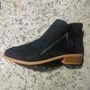 Botas de Cano Curto para Mulheres Bico Redondo Zíper Lateral Salto Grosso Botas Femininas Tamanho Grande Botas da Moda Sapatos Femininos