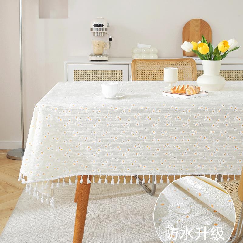 Pastoral Small Fresh Lilac Embroidered Tablecloth Geometric Rectangular Cover Towel Coffee Table Table Cloth Cover Cloth