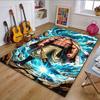 Mighty Warrior Amidst Ocean Swirl Patterned Carpet, Non Slip Mat Suitable for Living Room and Bedroom Sofas