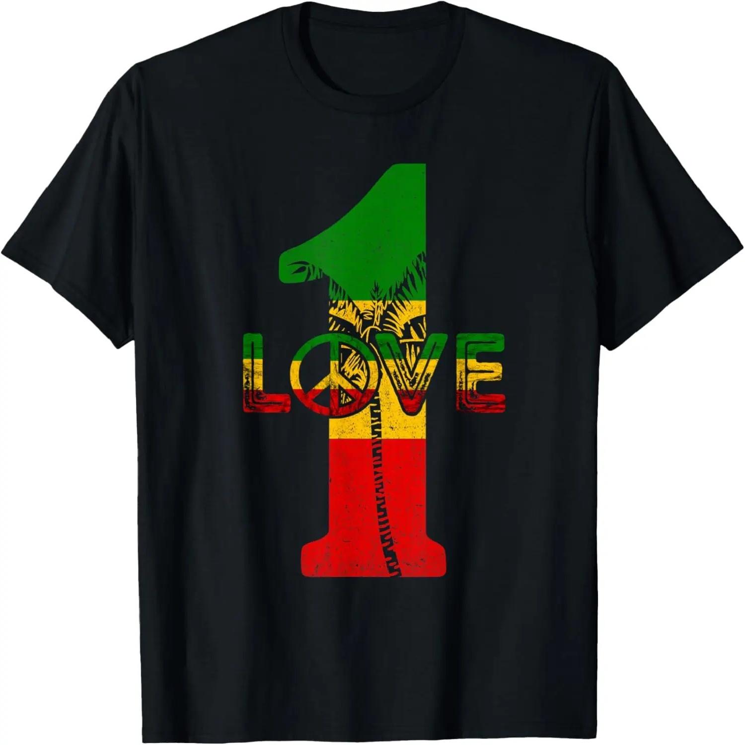 Reggae Rastafari Roots One Pride Love Reggae Music Jamaica T-Shirt,100% cotton S