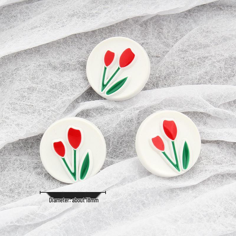 Children's Colorful Tulip Flower Button Cardigan Sweater Shirt