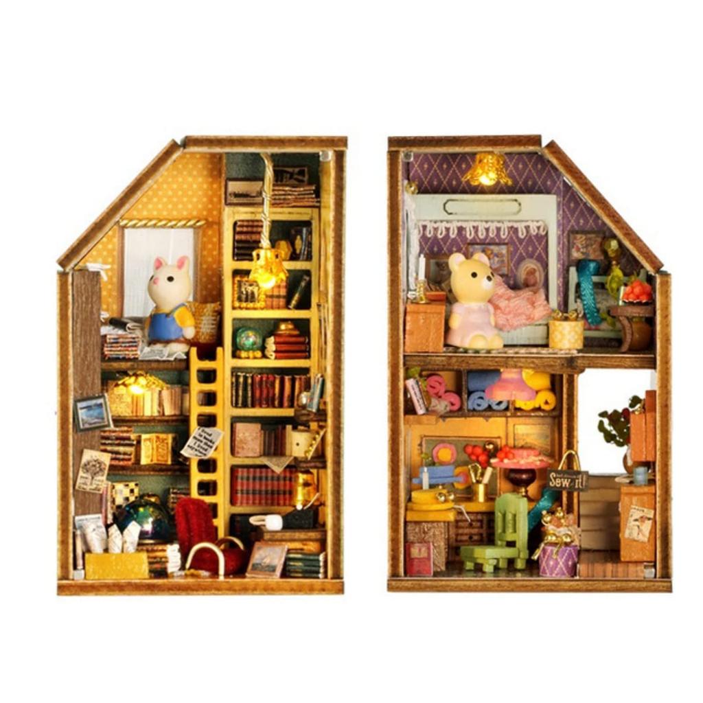 CUTEROOM Wooden Dollhouse DIY Kit for Kids with Miniature Birthday Gift for Interior Decor House Furniture, Girls, (Amy's Style)