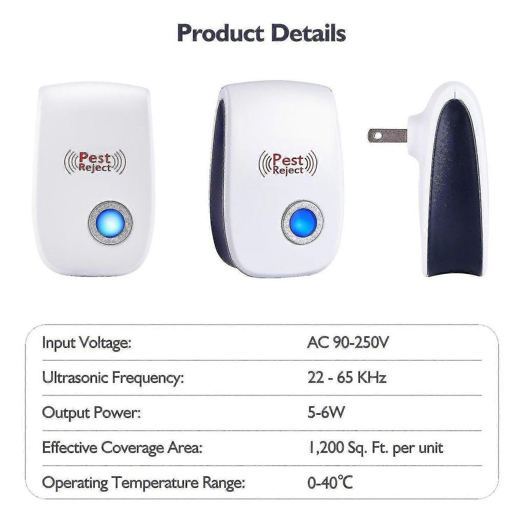 Pack Of 4 Ultrasonic Pest Repellent For Cockroaches Flies Mosquitoes