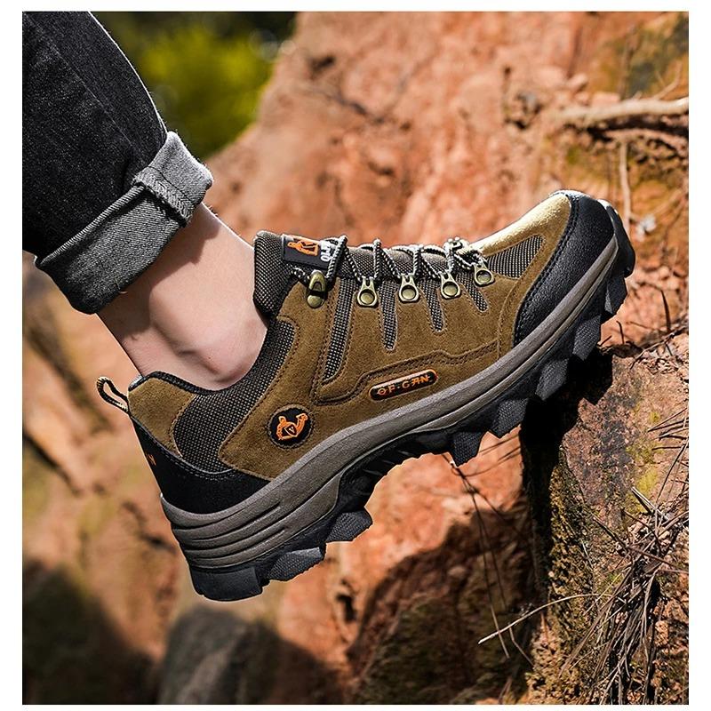 Outdoor Men's Sneaker Autumn Winter Couples Casual Shoes Mountaineering Shoes Men's Leather Walking Shoes Large Footwear