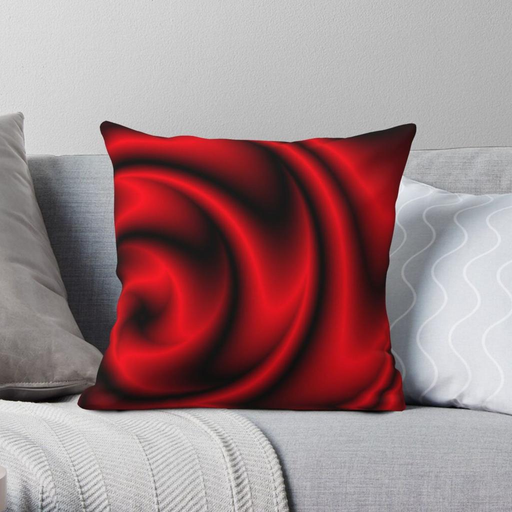 Red And Black Swirl Square Pillowcase Polyester Linen Velvet Creative Zip Decorative Car Cushion Cover x