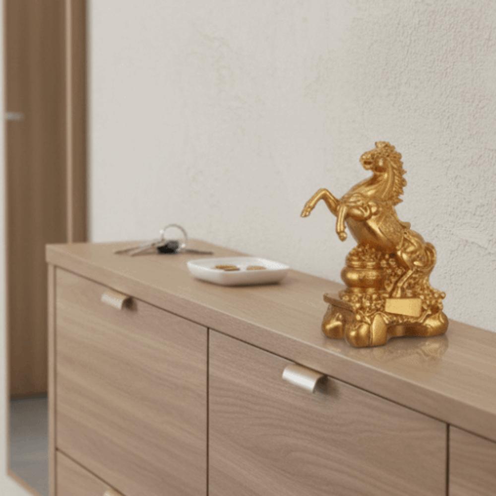 Lucky Charm Zodiac Animal Horse Sculpture Creative Feng Shui Design PVC Statue Fortune Wealth Cute Desktop Ornament Gift Idea