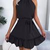 2026 Spring/Summer Women's Sleeveless Waist Cinched Ruffle A-Line Skirt S-XL