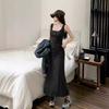 Suspender Vest Dress Women's Summer New Slim and Thin Sweet and Spicy Style Tall Square Neck Medium and Long Dress