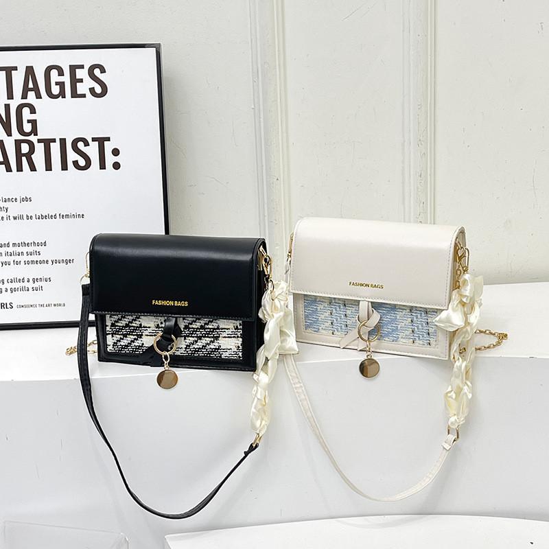 Scarf Silk Lattice Pattern Single Shoulder Crossbody Bag Handbag Women Gift