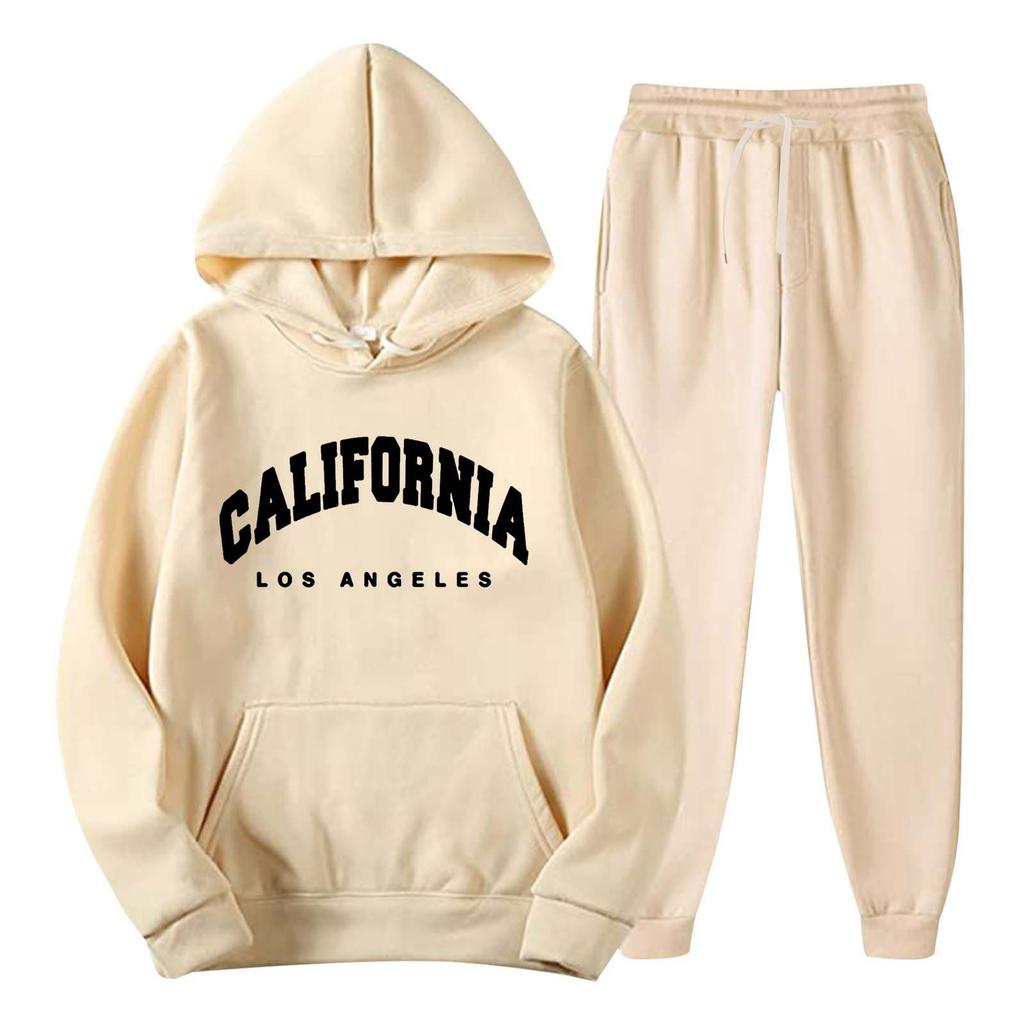 Spring and Autumn Sweater Set Sports Casual Pullover Hoodie Letter Printed Sweater Sweatpants Cover