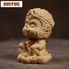 Yixing Zisha King Sun Wukong Monkey Incense Holder Tea Pet Handmade Tea Sculpture Tea Figurine Play Toys Tea Statue Ornaments