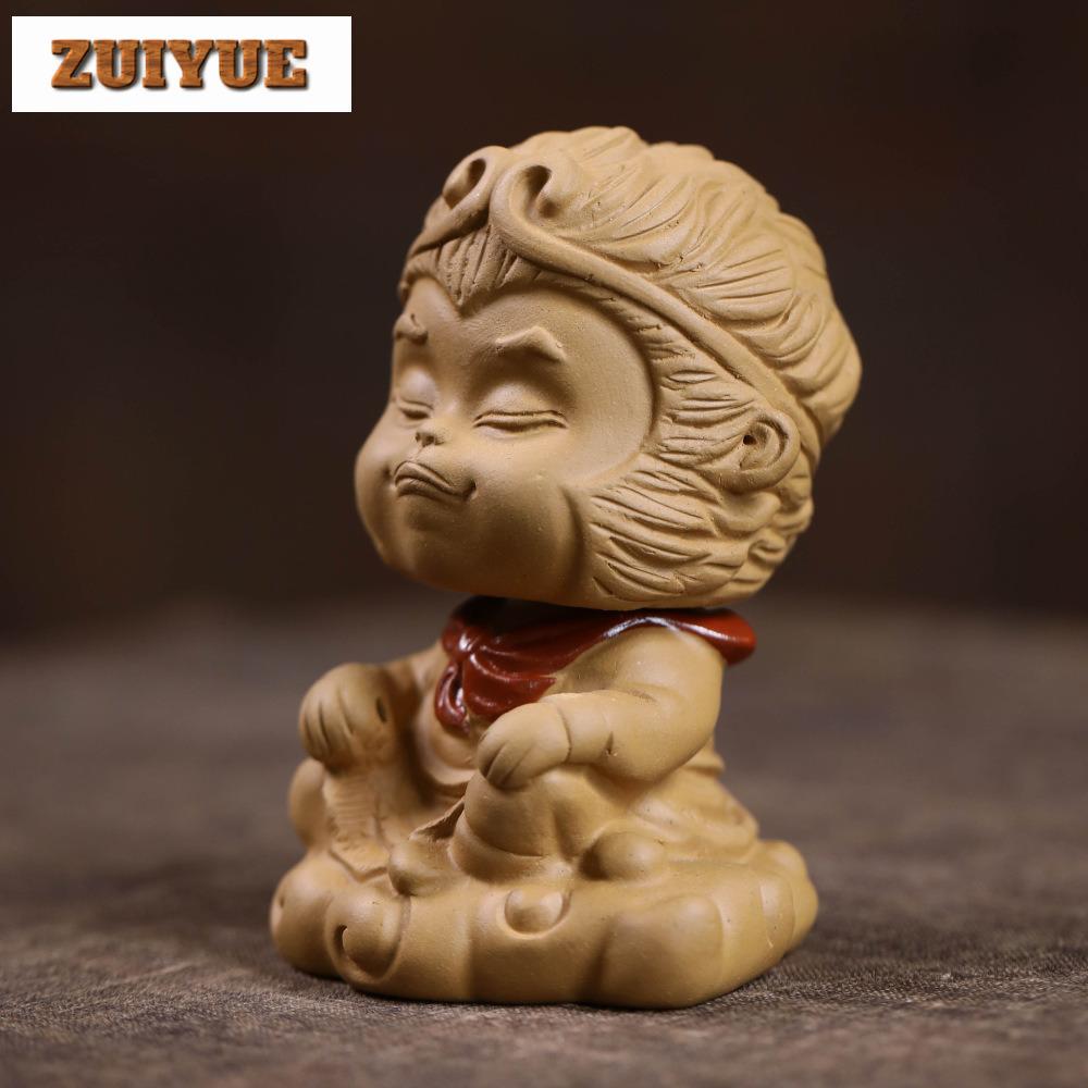 Yixing Zisha King Sun Wukong Monkey Incense Holder Tea Pet Handmade Tea Sculpture Tea Figurine Play Toys Tea Statue Ornaments