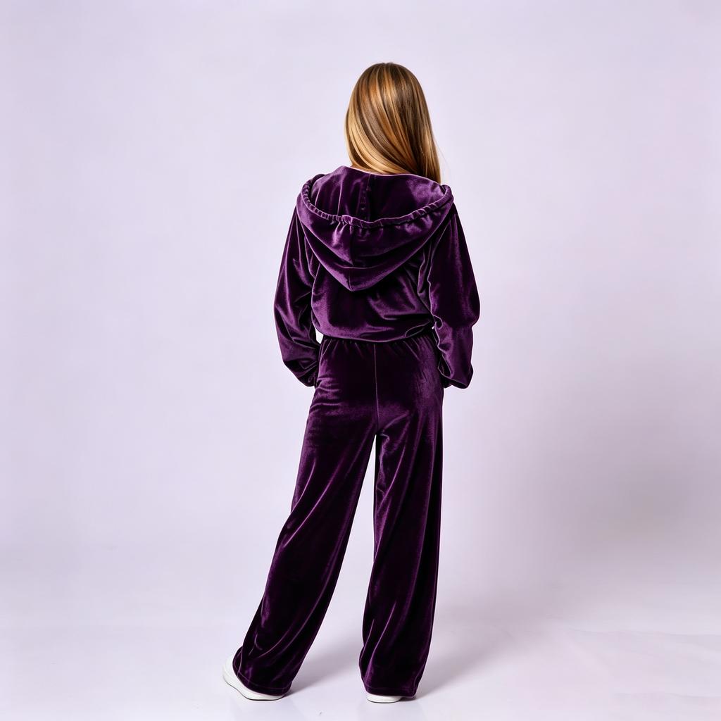Velours-Trainingsanzug-Set für Mädchen, weiches zweiteiliges Outfit für Herbst und Winter