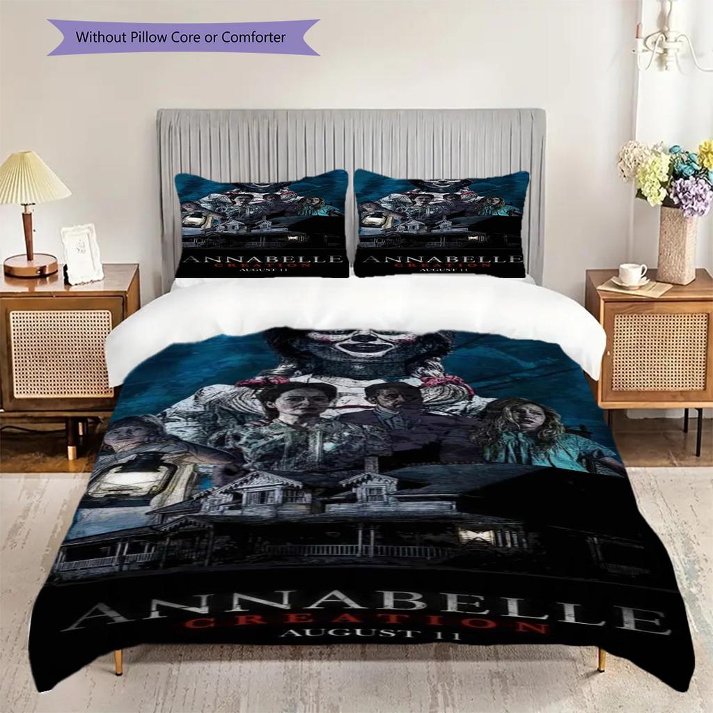 Whispers Annabelles Curse Three-piece set (1 * duvet cover + 2 * pillowcase, without core) 2D Flat Christmas birthday gift Soft and comfortable