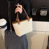 Spring and Winter Texture Simple Solid Color Vegetable Basket Bucket Bag Retro Trend Handbag Fashion Shoulder Messenger Women's Bag