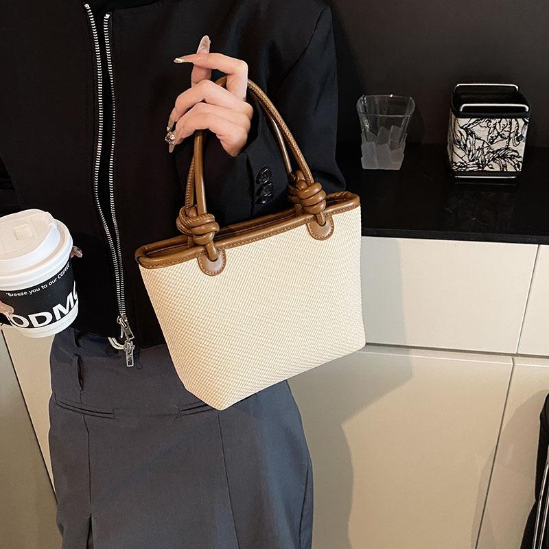 Spring and winter texture simple solid color vegetable basket bucket bag retro trend handbag fashion shoulder messenger women's bag